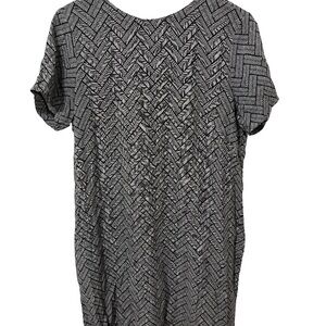 H&M Black & Gray Geometrical Pattern Short Sleeve Tee Shirt Dress